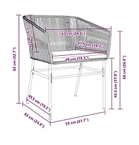 vidaXL Garden Chair Brown Pe Rattan, Powder-Coated Steel Standard
