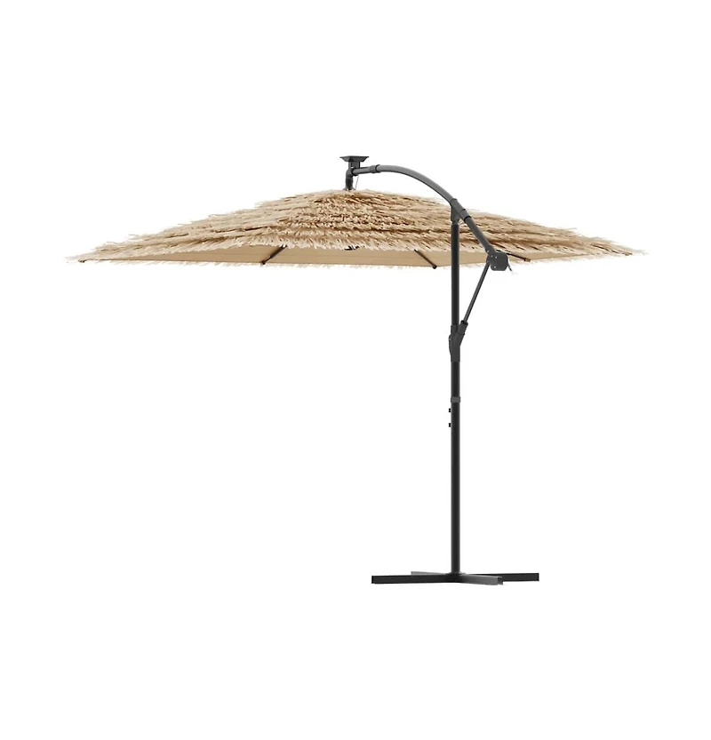 vidaXL Garden Parasol Brown Polyester Large Adjustable Armrests