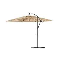 vidaXL Garden Parasol Brown Polyester Large Adjustable Armrests