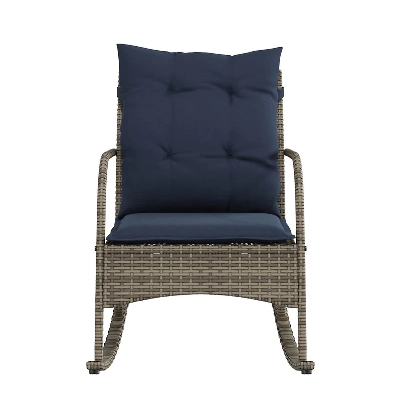 vidaXL Patio Rocking Chair Grey Poly Rattan and Powder-Coated Steel Medium