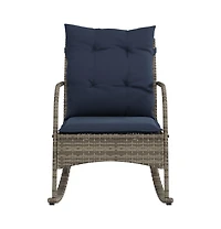 vidaXL Patio Rocking Chair Grey Poly Rattan and Powder-Coated Steel Medium