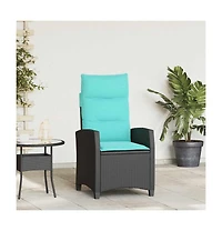 vidaXL Reclining Garden Chair Black Pe rattan Standard Foldable
