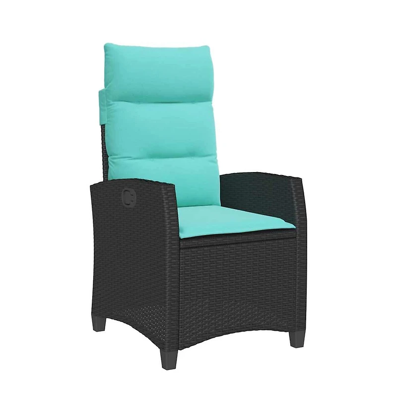 vidaXL Reclining Garden Chair Black Pe rattan Standard Foldable