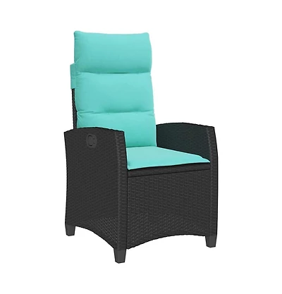 vidaXL Reclining Garden Chair Black Pe rattan Standard Foldable