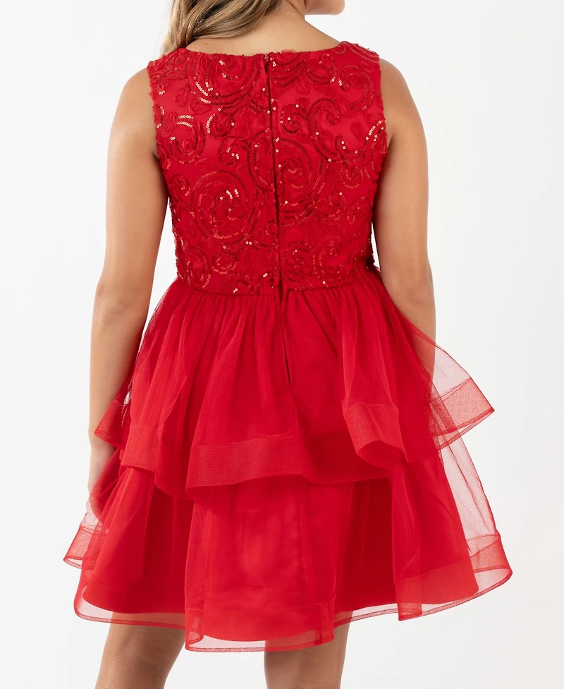 Rare Editions Girls 7-16 Mesh Tiered Skirt Dress