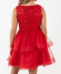 Rare Editions Girls 7-16 Mesh Tiered Skirt Dress