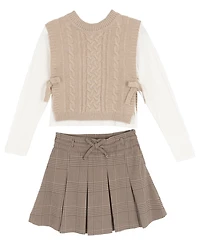 Rare Editions Girls 7-12 3-Piece Top, Vest and Skort Set