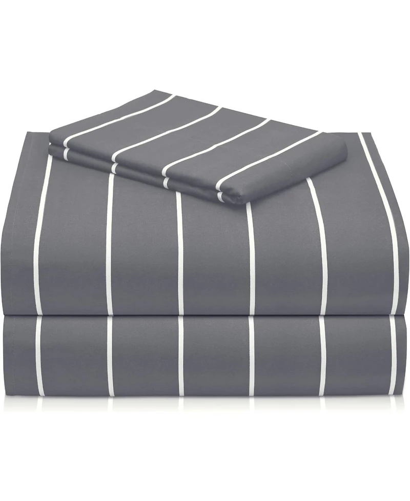 3PC Striped Silky Soft Cooling Deep Pocket Performance Sheet Set 