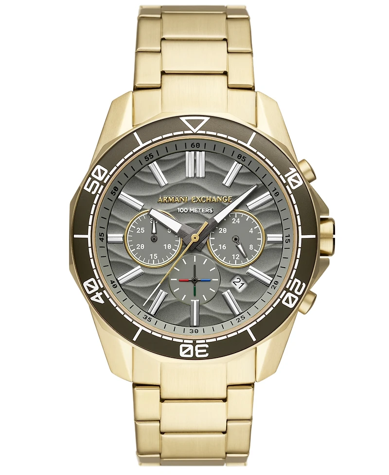 Armani Exchange Men's Chronograph Gold-Tone Stainless Steel Watch, 44mm