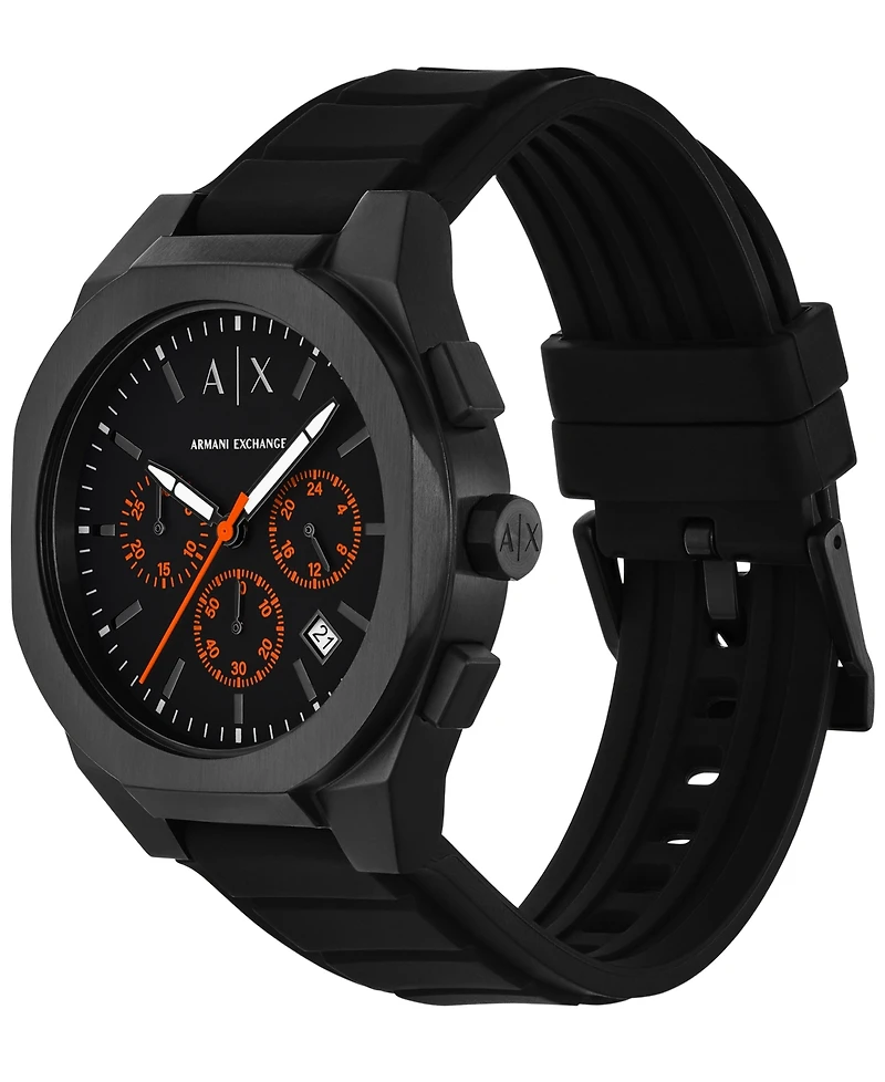 Armani Exchange Men's Sync Chronograph Black Silicone Watch, 42mm