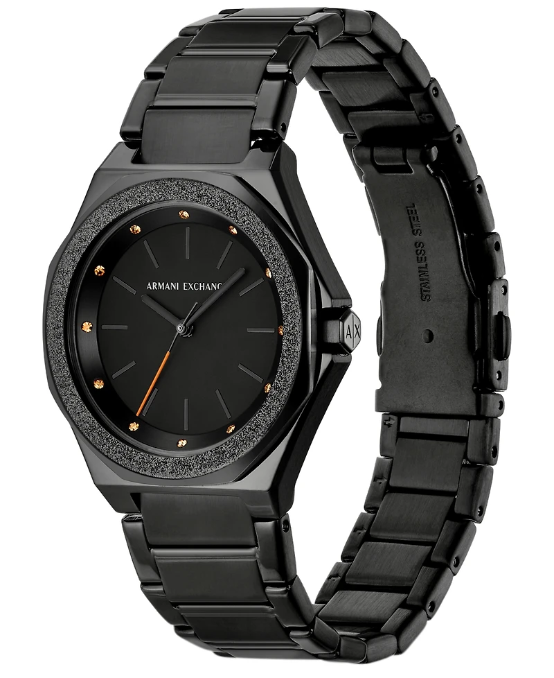 Armani Exchange Women's Three-Hand Black Stainless Steel Watch, 34mm