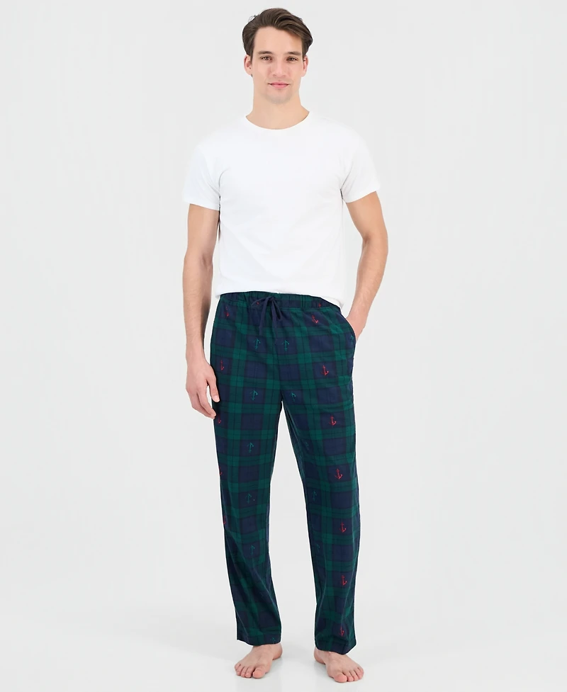Nautica Men's Fleece Plaid Drawstring Pajama Pants
