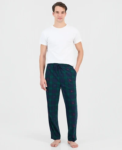 Nautica Men's Fleece Plaid Drawstring Pajama Pants