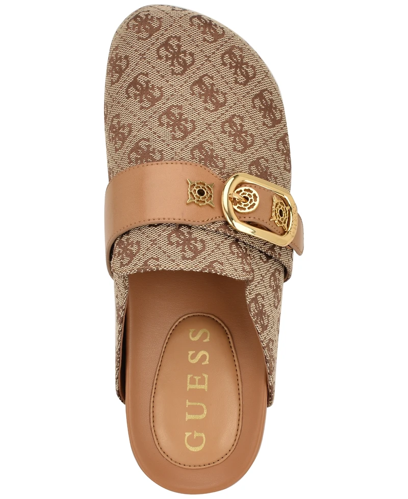 Guess Womens Galavanta Buckle Slip-On Flat Clogs