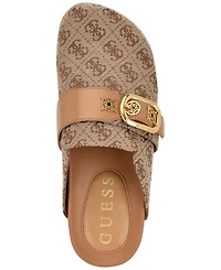 Guess Womens Galavanta Buckle Slip-On Flat Clogs