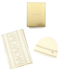 Michael Michael Kors Women's Signature 2-Piece Mk Sport Tape Cuff Beanie and Scarf Set
