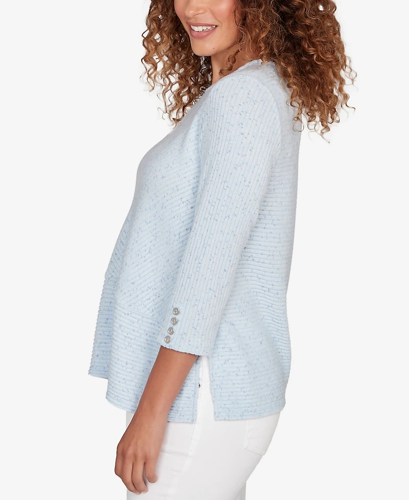 Ruby Rd. Plus Speckled Heather Rib Knit Top