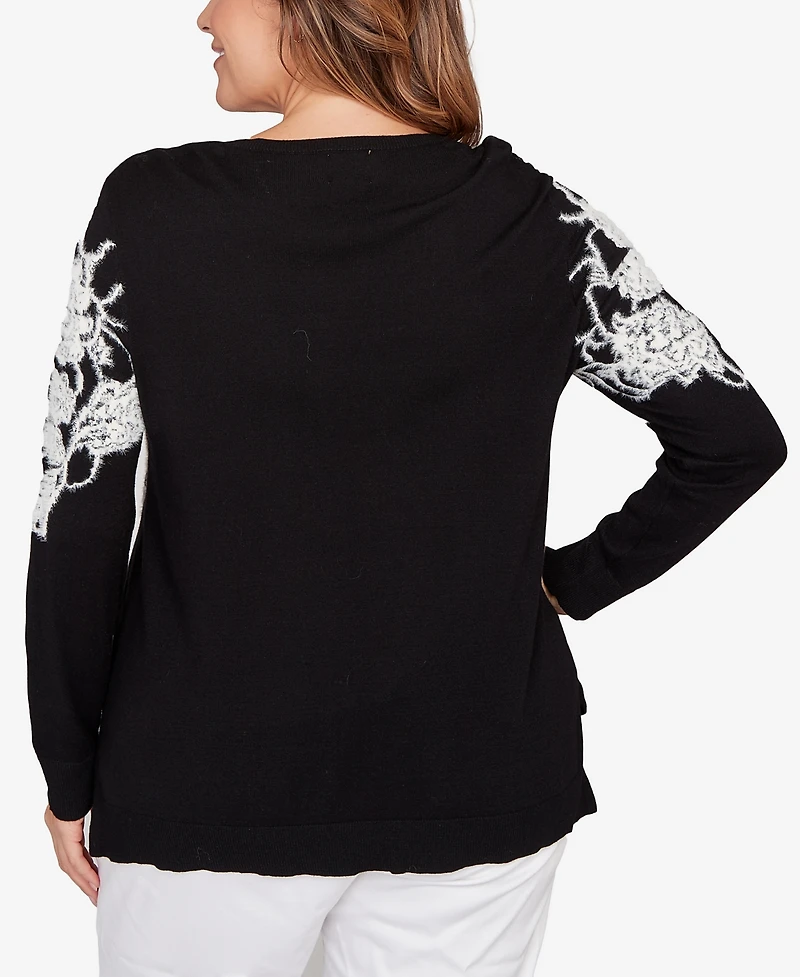 Ruby Rd. Plus Floral Placement Eyelash Sweater