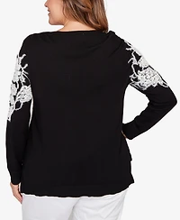 Ruby Rd. Plus Floral Placement Eyelash Sweater
