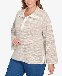 Ruby Rd. Plus Zig Zag Snappy Sweater Knit Top