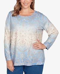 Ruby Rd. Plus Brushed Medallion Hatchi Knit Top