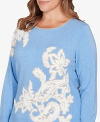 Ruby Rd. Plus Floral Paisley Eyelash Jacquard Sweater