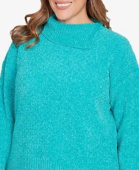 Ruby Rd. Plus Split Cowl Chenille Pullover Sweater