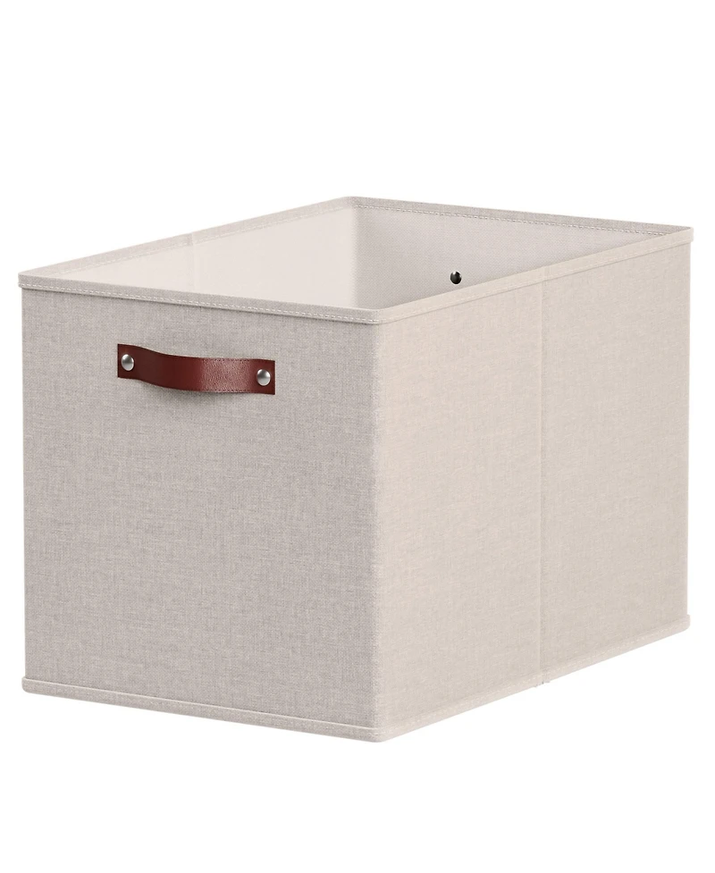 Ornavo Home 6 Pack Linen Fabric Kallax Storage Cube Bin with Faux Leather Handles