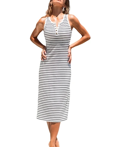 Cupshe Women's Midtown Move Striped Midi Beach Dress