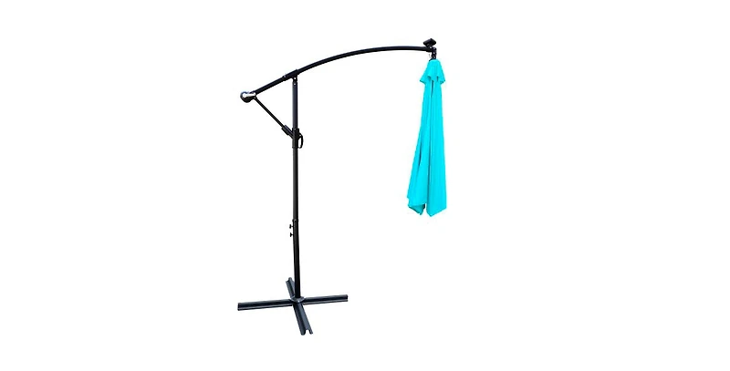 10 Ft Solar Led Patio Umbrella with Crank Tilt and Cross Base