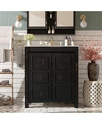 Casainc 30" Bathroom Vanity with Ceramic Sink, Soft-Close Doors, Adjustable Shelf and Modern Storage Cabinet