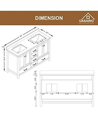 Casainc 60-Inch Solid Wood Bathroom Vanity with Matching Top and Ceramic Basin