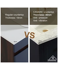 Casainc 60-Inch Solid Wood Bathroom Vanity with Marble Top and Ceramic Basin