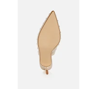 Dasavla Heart-Shaped Rhinestone Studded Slingbacks Women