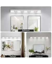 Streamdale Furniture Chrome Led Vanity Sconce with 5 Lights, Modern and Sleek
