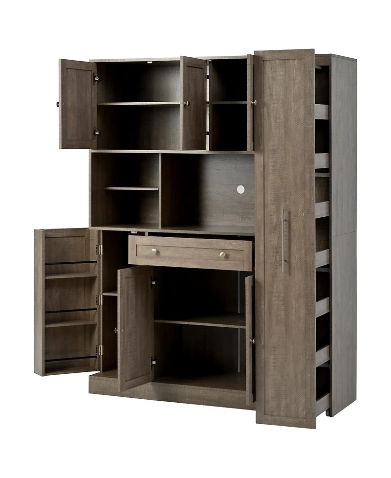 Streamdale Furniture Buffet with Hutch, Kitchen Pantry Storage Cabinet - Brown