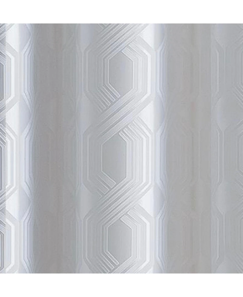 Kate Aurora Contemporary Living 2 Pack Semi Sheer Geometric Grommet Top Curtain Panels - White