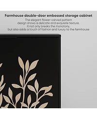 Streamdale Furniture 31.5" Vintage Carved Buffet Cabinet, 2 Doors, Adjustable Shelves