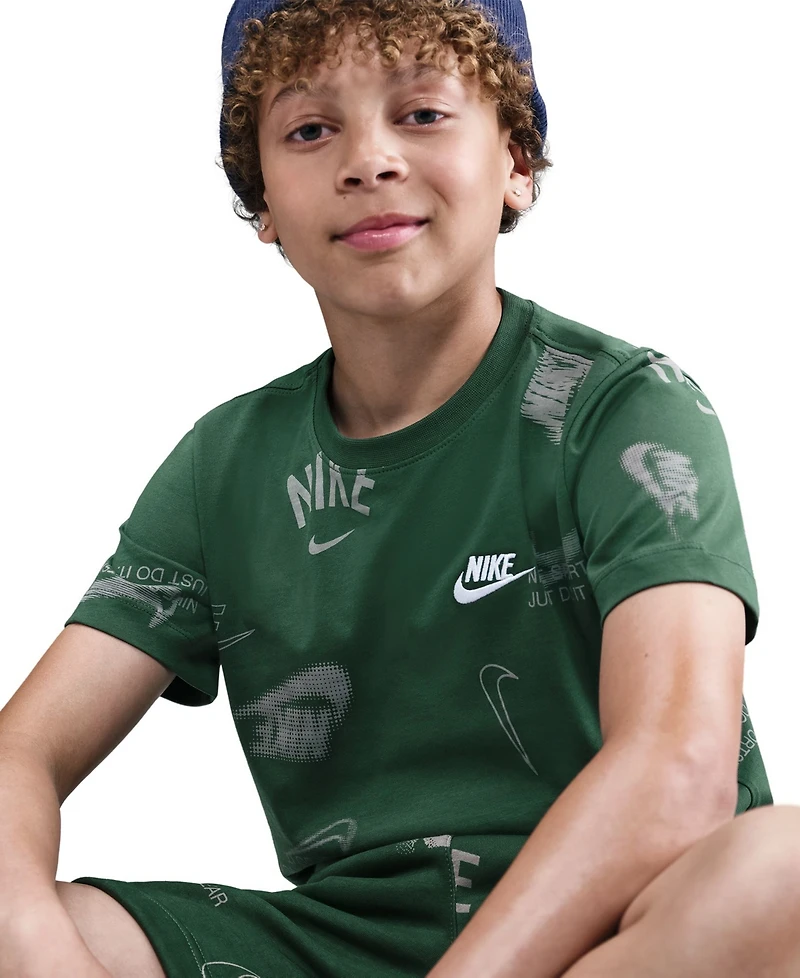 Nike Big Kids Sportswear Printed Cotton T-Shirt