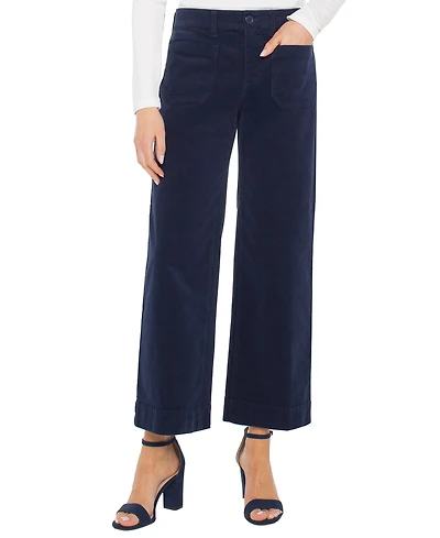 Liverpool Los Angeles Women's Mid-Rise Crop Wide-Leg Corduroy Pants