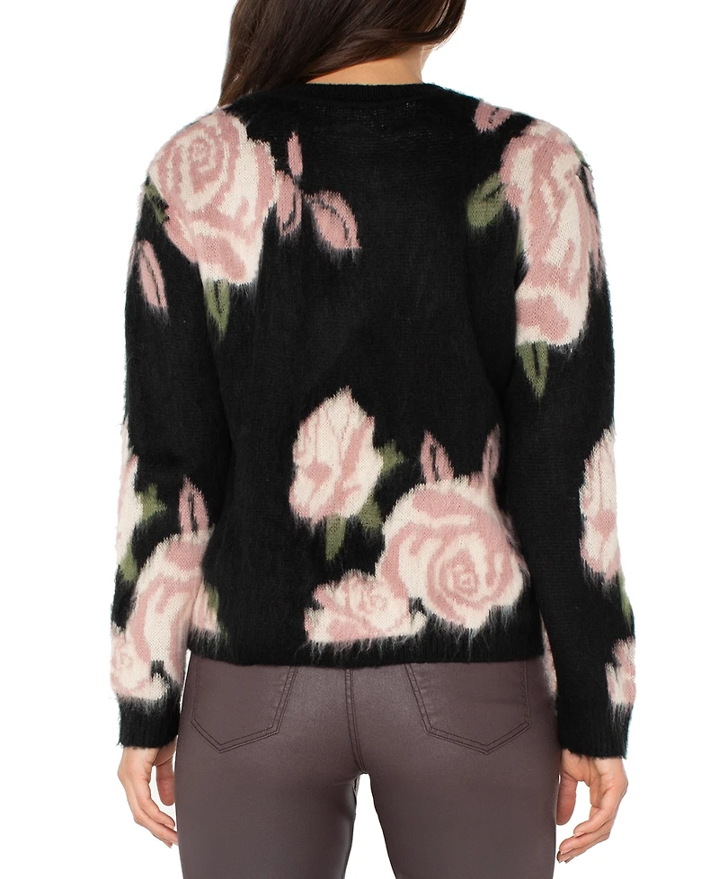 Liverpool Los Angeles Women's Floral Print Long Sleeves Sweater