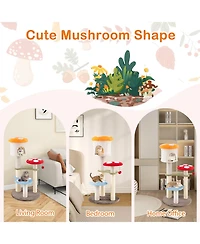 Gymax Cute Mushroom Cat Tree 48'' Tall Cat Tower w/ Sisal Scratching Posts Top Condo