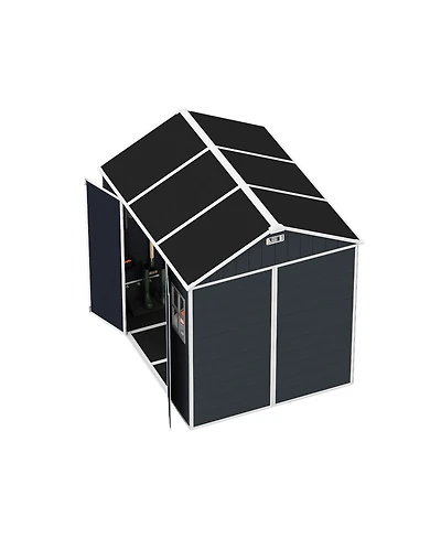 Mondawe 8x7 Ft Outdoor Resin Storage Shed with Floor, Windows, Lockable Double Doors & Vents
