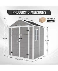 Mondawe Campcraft 6x5ft Resin Storage Shed, Outdoor Waterproof Garden Shed with Window & Tilted Roof