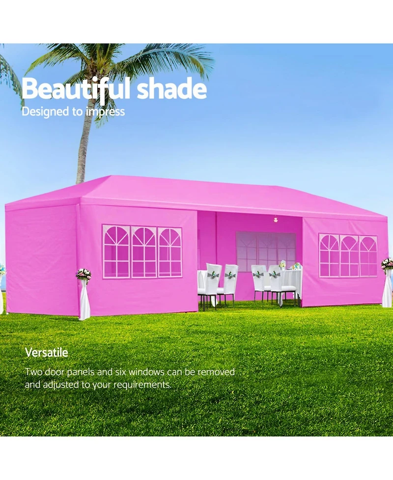 Streamdale Furniture 10x30' Wedding Party Canopy Tent Gazebo w/ 8 Sidewalls - Pink