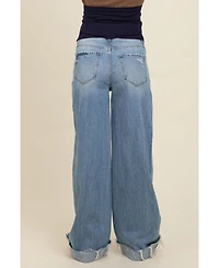 Pinkblush Maternity Light Blue Cuffed Baggy Wide Leg Jeans