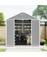 Mondawe Campcraft 8x10ft Resin Storage Shed, Large Outdoor Waterproof Shed with Hd Windows, Heavy-Duty Pp Material