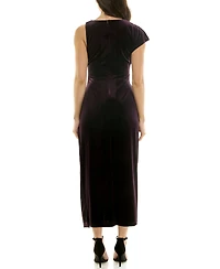 Taylor Women's Asymmetrical Midi Velvet Dress