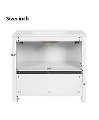Casainc 36" Bathroom Vanity Organizer with Ceramic Sink and Storage Cabinet Set