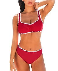 Cupshe Women's Sweetheart Neck Stitching Bikini Sets